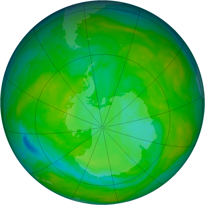 Antarctic ozone map for 17 December 1984